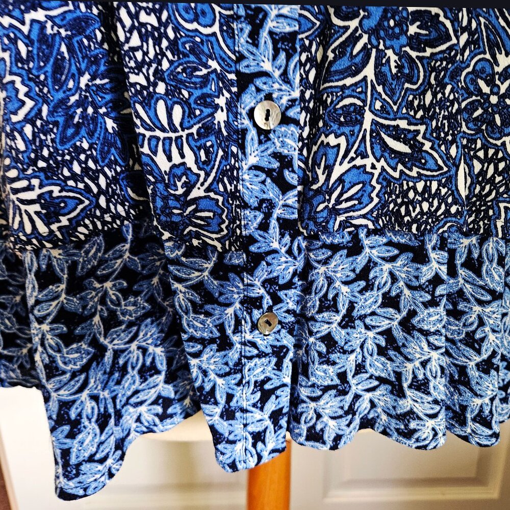 Habitat Clothes New with Tags Size L Blue Floral Top Ruffle Hem Contrasting - Picture 4 of 9